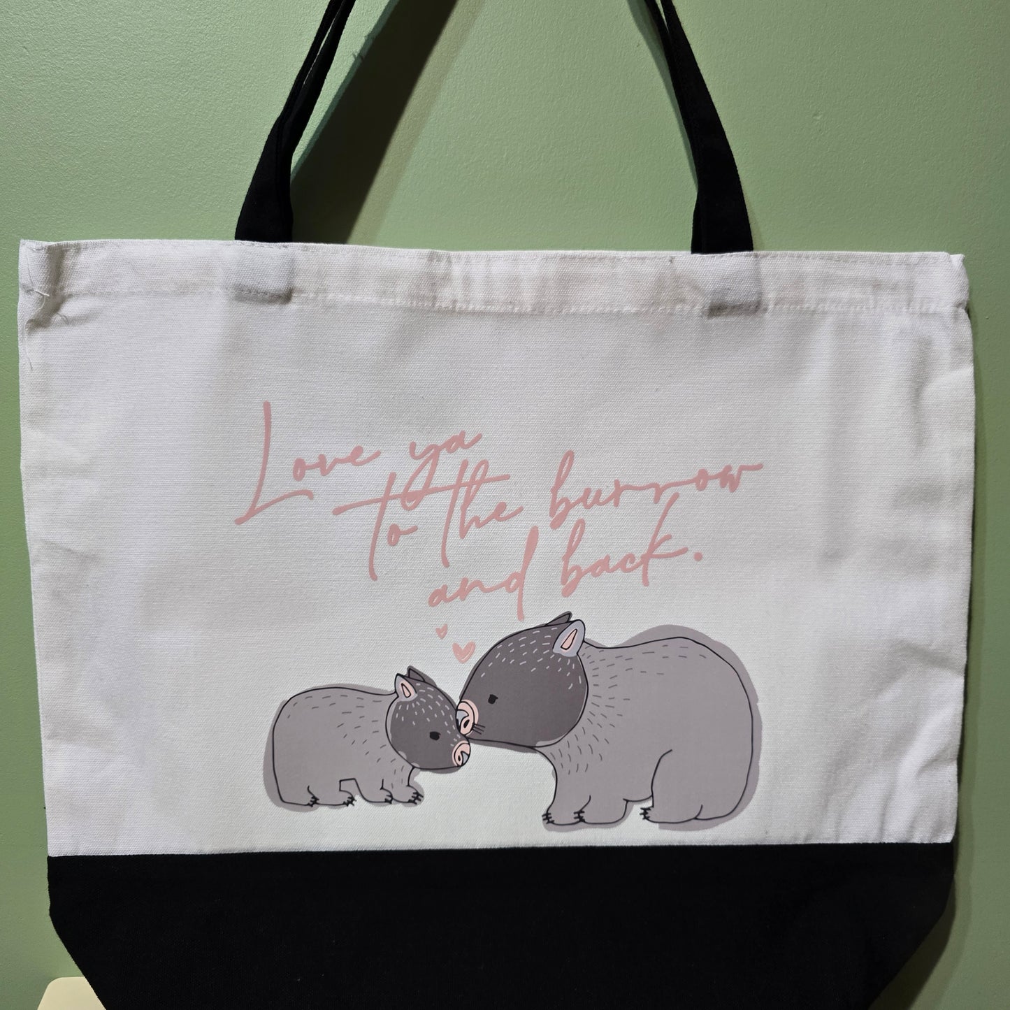Large Canvas Tote Bag with black trim