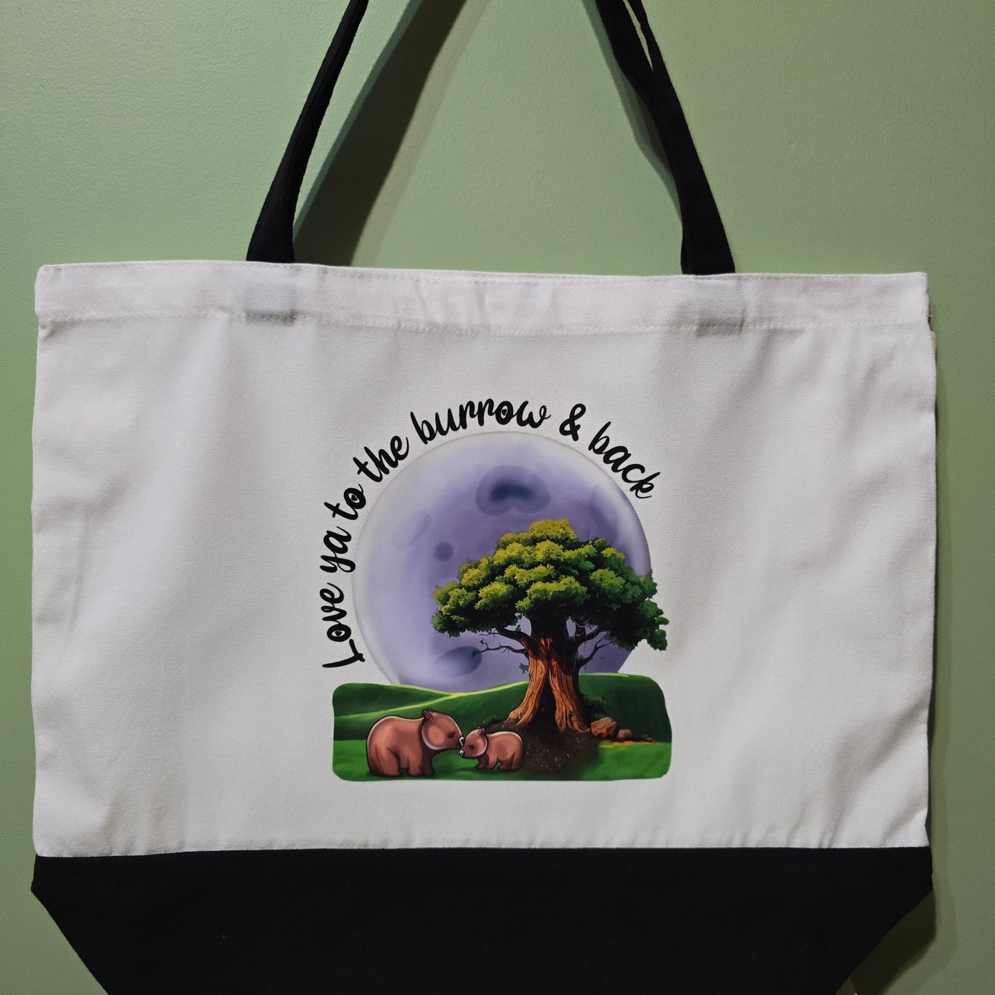 Large Canvas Tote Bag with black trim
