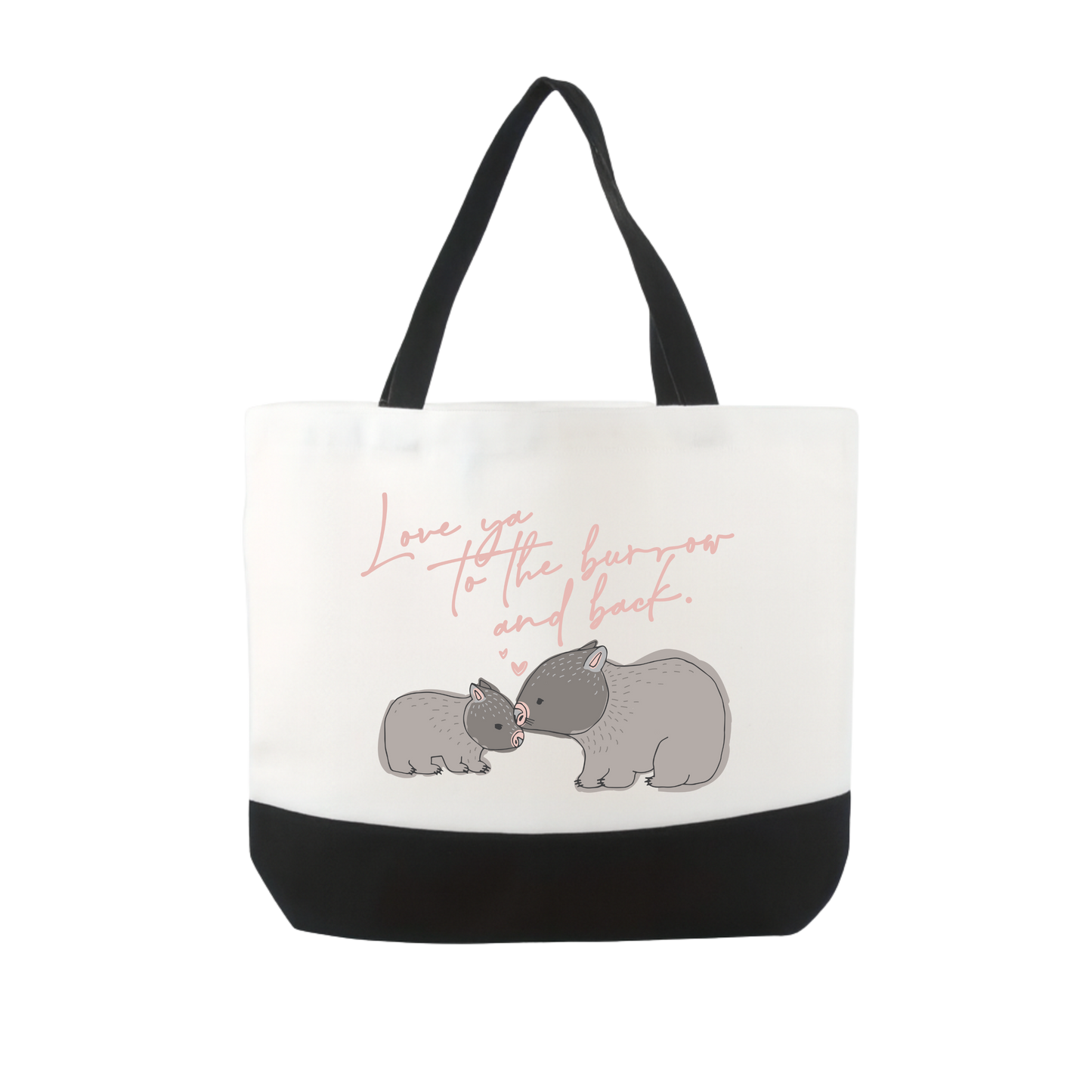 Large Tote Bag - Wombat Trademark - Pink Text