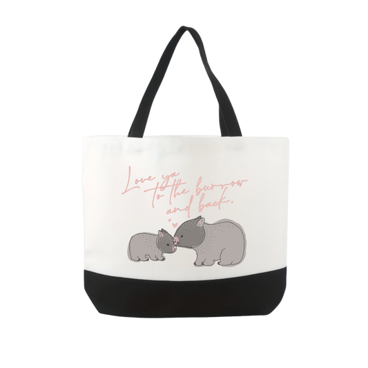 Large Tote Bag - Wombat Trademark - Pink Text