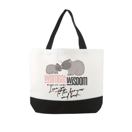 Large Tote Black Bag - Wombat Wisdom Trademark