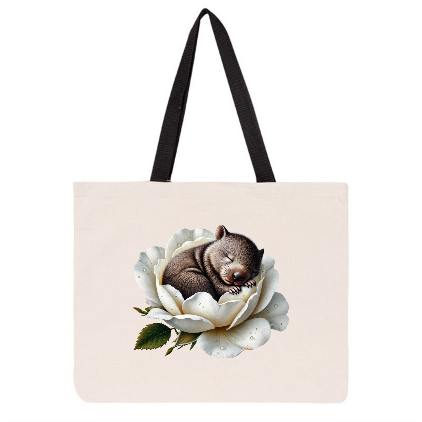 Large Tote Bag - White Rose Wombat