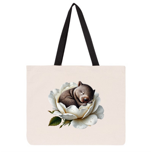 Large Tote Bag - White Rose Wombat