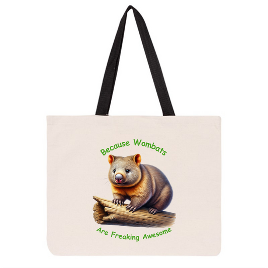 Large Tote Bag - Wombat Aussie Quote