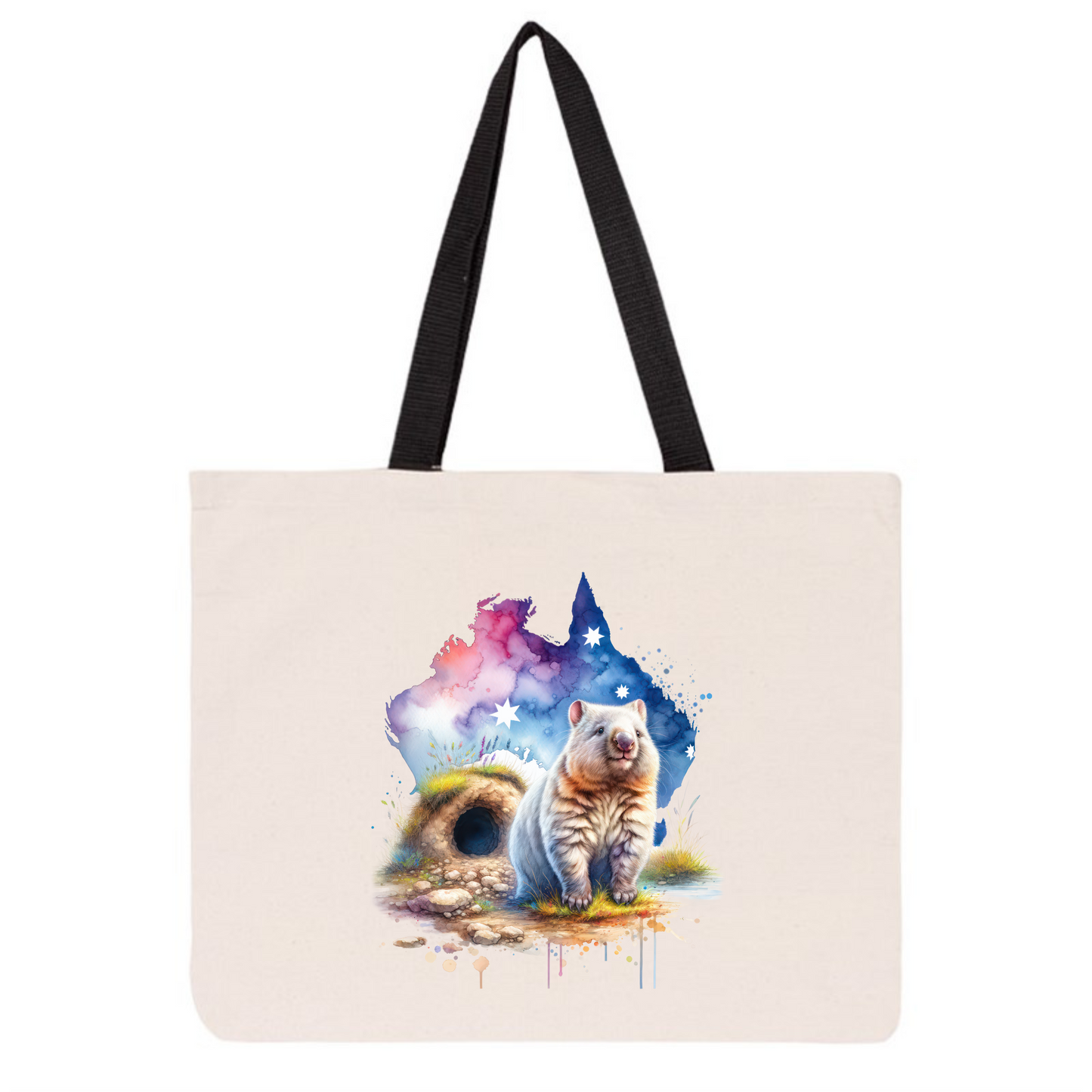 Large Tote Bag - Aussie Spirit Wombat Burrow