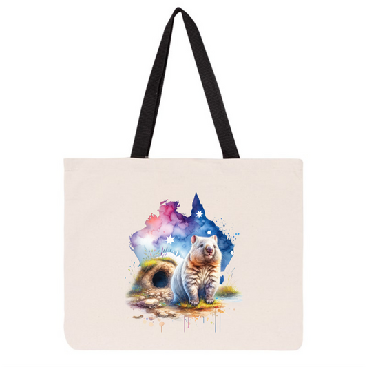 Large Tote Bag - Aussie Spirit Wombat Burrow