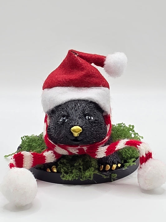 Hand-Made Plaster Santa Wombats 🎅🧡🐾 Black or Brown