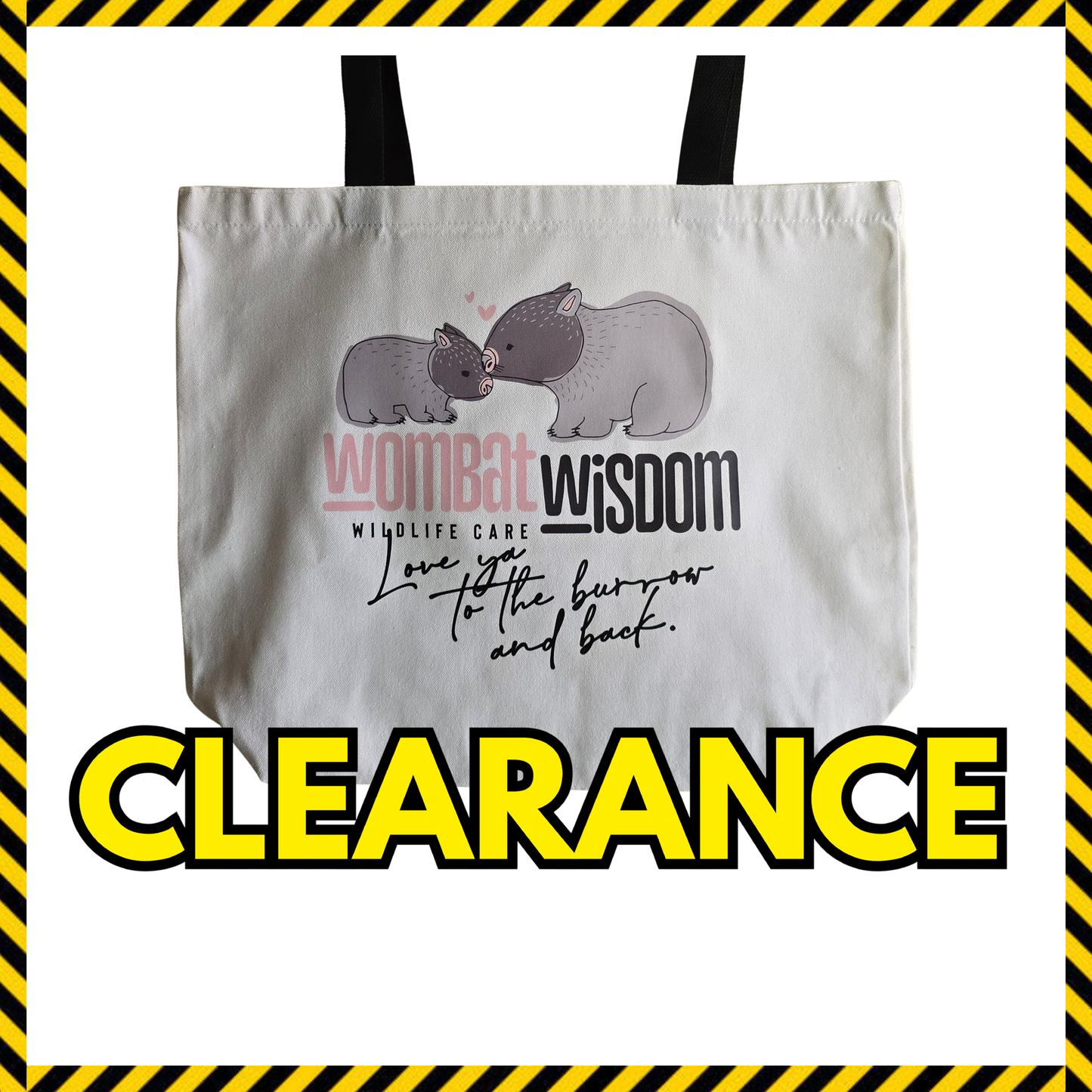 (Clearance) Large 100 % Cotton Canvas "Love ya to the burrow & back"  Bags