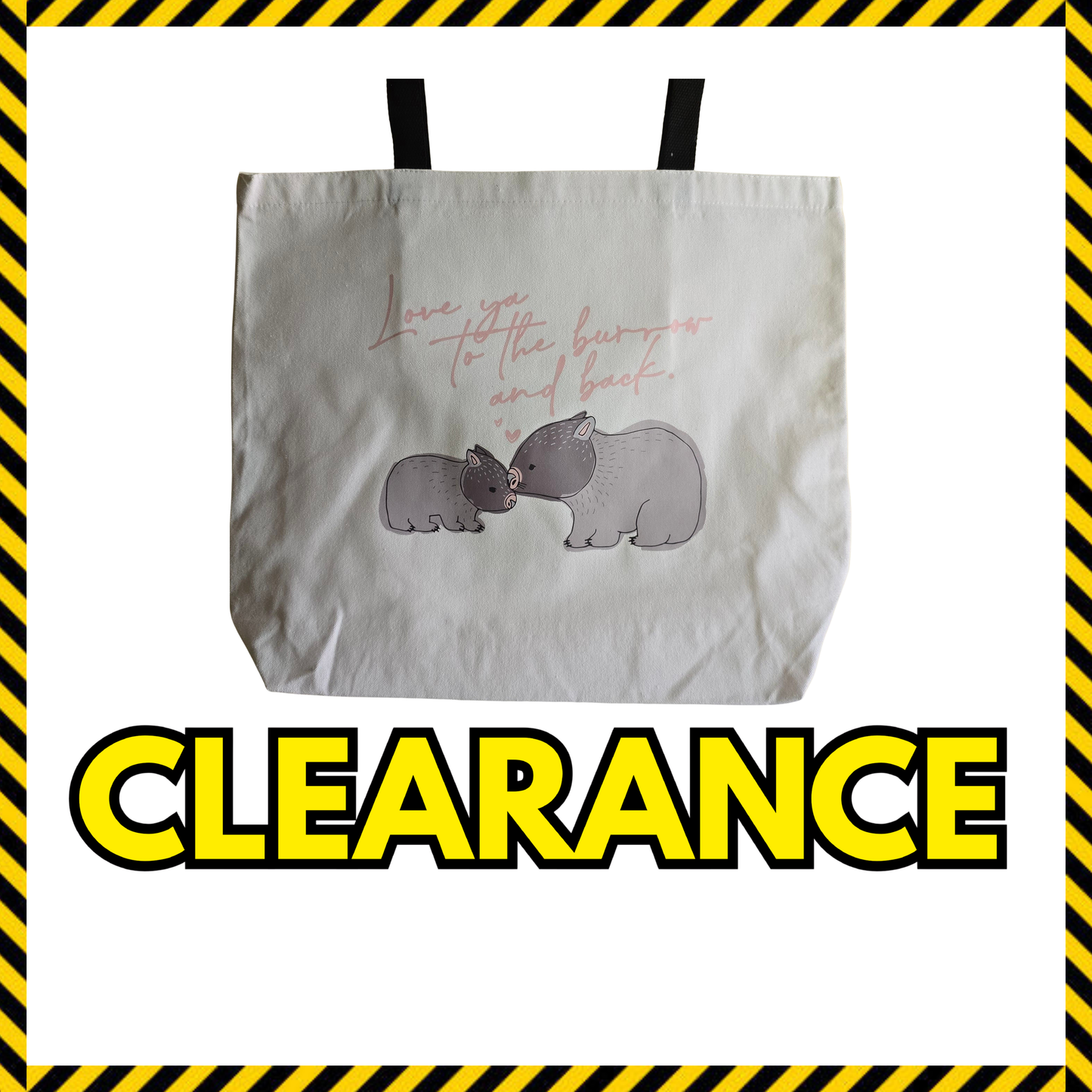 (Clearance) Large 100 % Cotton Canvas "Love ya to the burrow & back"  Bags